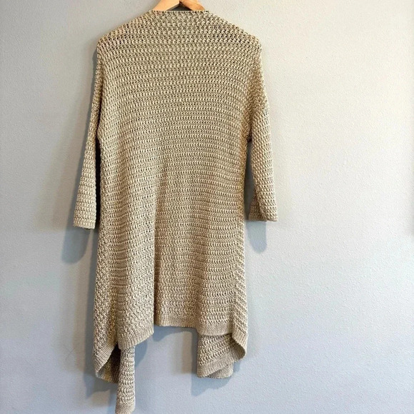 Massimo Dutti Open Knit Cardigan Open Front Beach Boho 3/4 Sleeve L - Picture 2 of 8